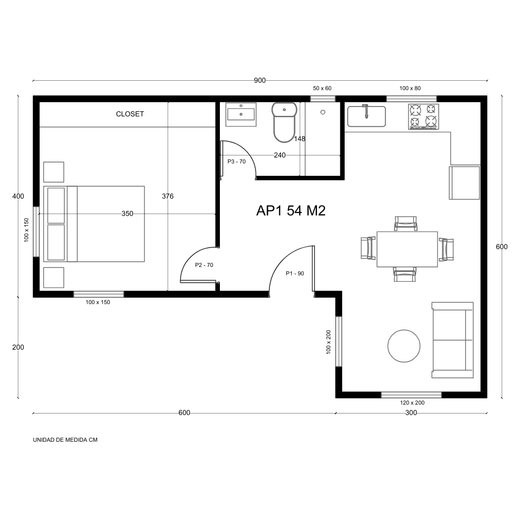 Casa de hormigón modular AP1 de 54m2