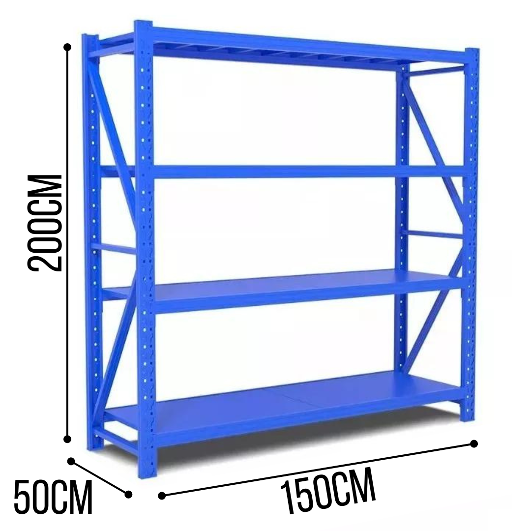 ESTANTERIA DE ACERO INDUSTRIAL 4 NIVELES 200x150x50cm 400kg