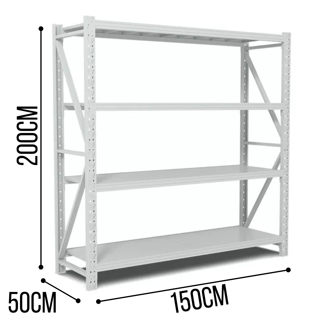 ESTANTERIA DE ACERO INDUSTRIAL 4 NIVELES 200x150x50cm 400kg